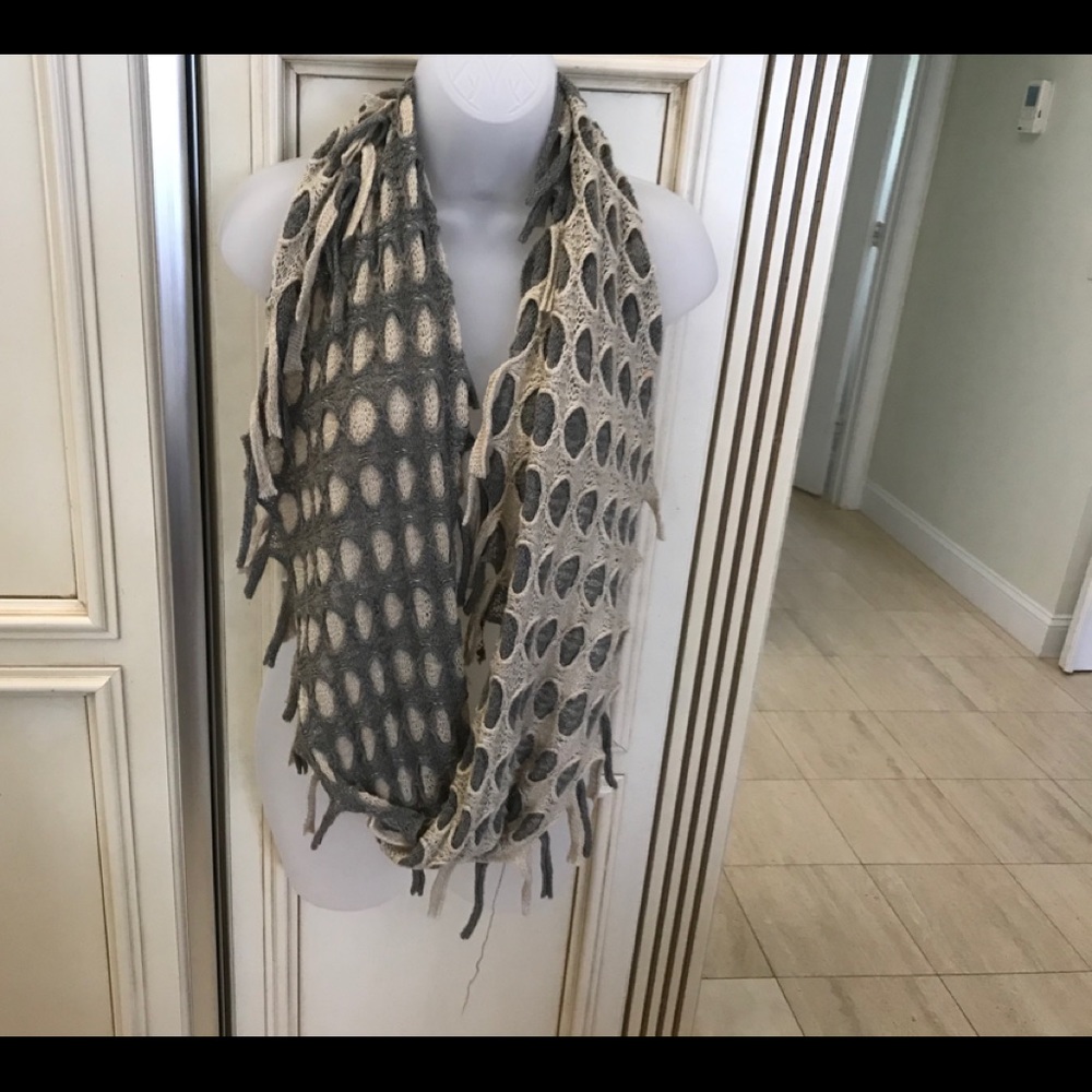 Neutral Two-Tone Open-Knit Infinity Scarf